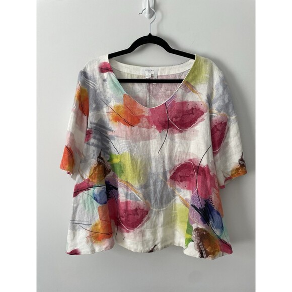 Luukaa “maya” 100% Linen Tunic Top Oversized Art To Wear Lagenlook Size 10 White - Picture 1 of 9